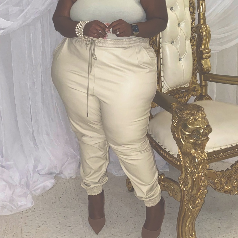 Faux leather joggers